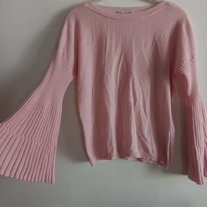 Autumn Cashmere Light Pink Sweater Flare Wide Sleeve Coquette Preppy XS Soft